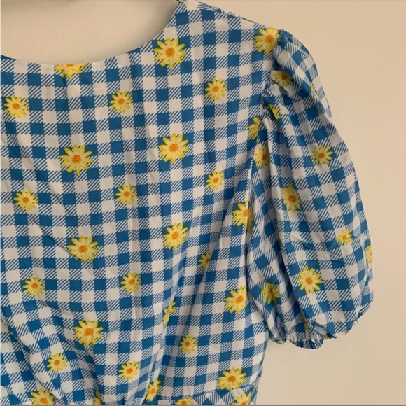 Staud Milla Print Mini Dress Gingham Daisy Plaid NWT Sz 10 & 8 - Picture 7 of 10